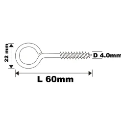 Piton à vis en acier zingué 60x27 mm - 6 pièces
