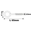 Piton à vis longs en acier zingué 65x27 mm - 100 pièces