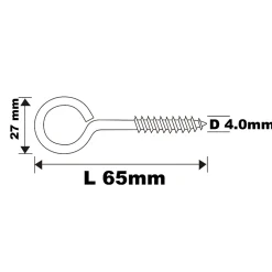Piton à vis longs en acier zingué 65x27 mm - 100 pièces