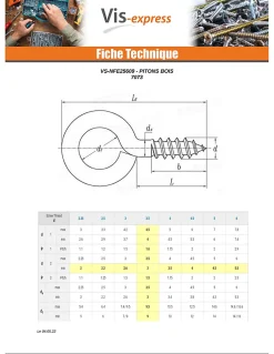 Piton Bois Laiton 2.2X10 - 200 pièces