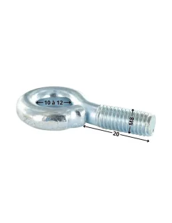 Piton Métaux M8X20 Diamètre Oeil 10 à 12 Acier zingué - 10 pièces