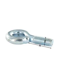Piton Métaux M6X30 Diamètre Oeil 10 Acier zingué - 30 pièces