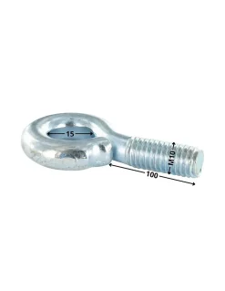 Piton Métaux M10X100 Diamètre Oeil 15 Acier zingué - 50 pièces