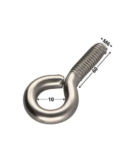 Piton Métaux M6X60 Oeil 10 Inox A2 - 10 pièces