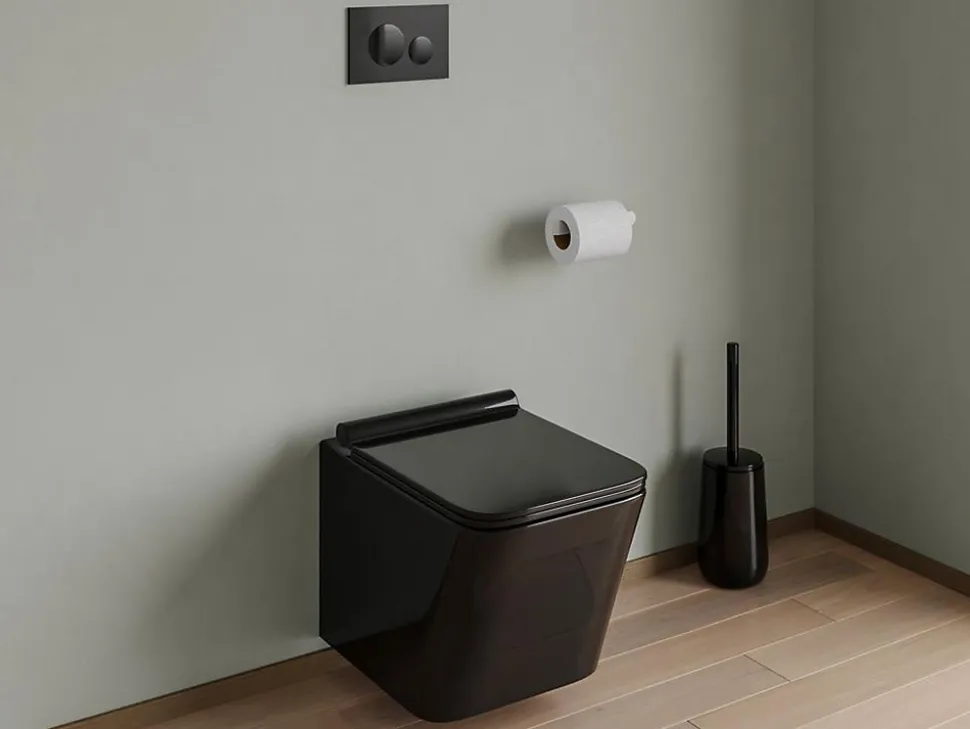 Plaque de commande pour WC avec double touche - Noir - OPULUS