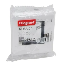 Plaque de finition 2 modules Legrand Mosaïc 0 994 71 coloris blanc l.82 x P.9 x H.82 mm
