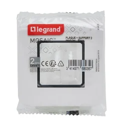 Plaque de finition 2 modules Legrand Mosaïc 0 994 72 coloris blanc l.82 x P.9 x H.82 mm