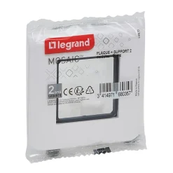 Plaque de finition 2 modules Legrand Mosaïc 0 994 72 coloris blanc l.82 x P.9 x H.82 mm