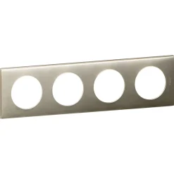 Plaque de finition 4 postes Legrand Céliane 0 689 04 coloris titane l.303 x P.8,5 x H.82 mm