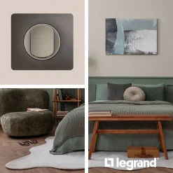 Plaque de finition 1 poste Legrand Céliane CP1021 coloris gris cendré l.90 x P.9 x H.82 mm
