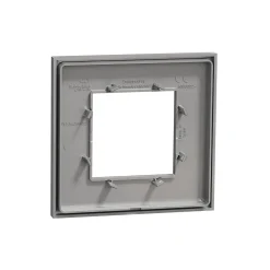 Plaque de finition 1 poste Schneider Electric Unica Déco Essentielle NU600230 coloris aluminium l.88,6 x P.10,25 x H.85 mm