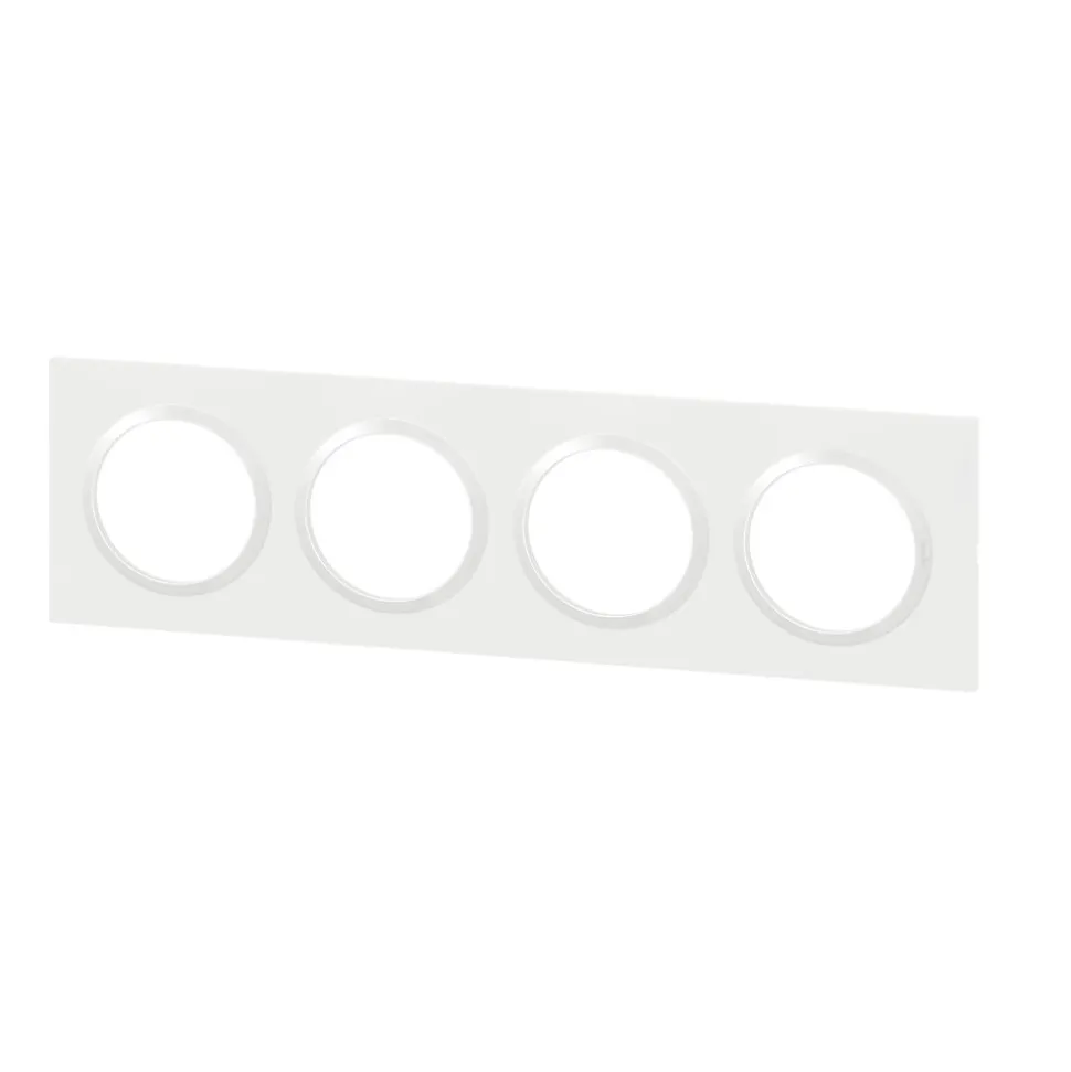 Plaque de finition 4 postes Legrand Dooxie 6 009 04 coloris blanc l.300 x P.10 x H.87 mm