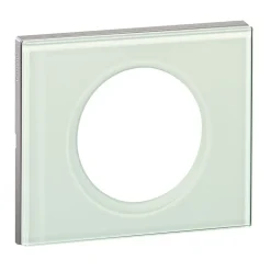 Plaque de finition 1 poste Legrand Céliane 0 693 11 coloris verre kaolin l.100 x P.8,5 x H.82 mm