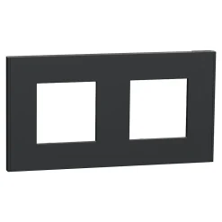 Plaque de finition 2 postes Schneider Electric Unica Déco Essentielle NU600454 coloris anthracite l.159,6 x P.10,25 x H.85 mm
