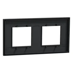 Plaque de finition 2 postes Schneider Electric Unica Déco Essentielle NU600454 coloris anthracite l.159,6 x P.10,25 x H.85 mm