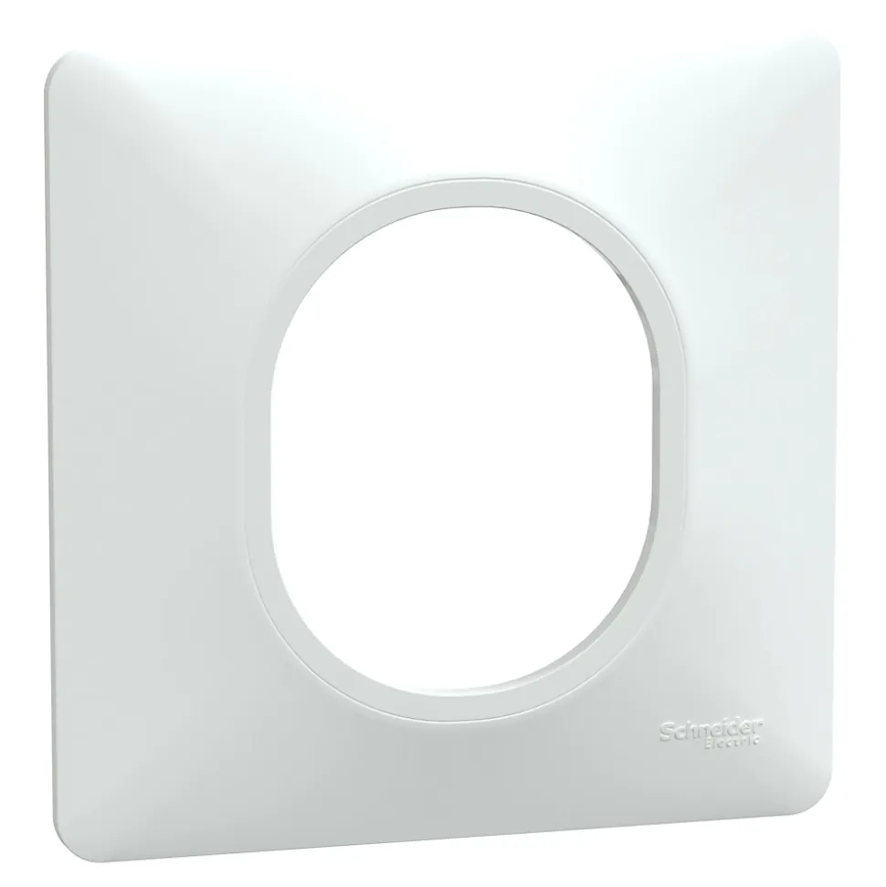 Plaque de finition 1 poste Schneider Electric Ovalis S320702 coloris blanc l.87 x P.10 x H.87 mm