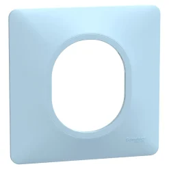 Plaque de finition 1 poste Schneider Electric Ovalis S320702C coloris bleu azurin l.87 x P.10 x H.87 mm
