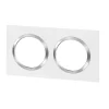 Plaque de finition 2 postes Legrand Dooxie 6 008 42 coloris blanc mat avec bague effet chrome l.158 x P.10 x H.87 mm