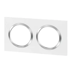 Plaque de finition 2 postes Legrand Dooxie 6 008 42 coloris blanc mat avec bague effet chrome l.158 x P.10 x H.87 mm