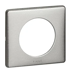 Plaque de finition 1 poste Legrand Céliane 0 988 52 coloris alu snake l.90 x P.8,5 x H.82 mm
