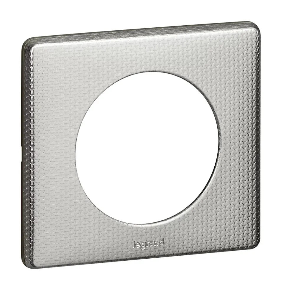 Plaque de finition 1 poste Legrand Céliane 0 988 52 coloris alu snake l.90 x P.8,5 x H.82 mm