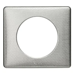 Plaque de finition 1 poste Legrand Céliane 0 988 52 coloris alu snake l.90 x P.8,5 x H.82 mm