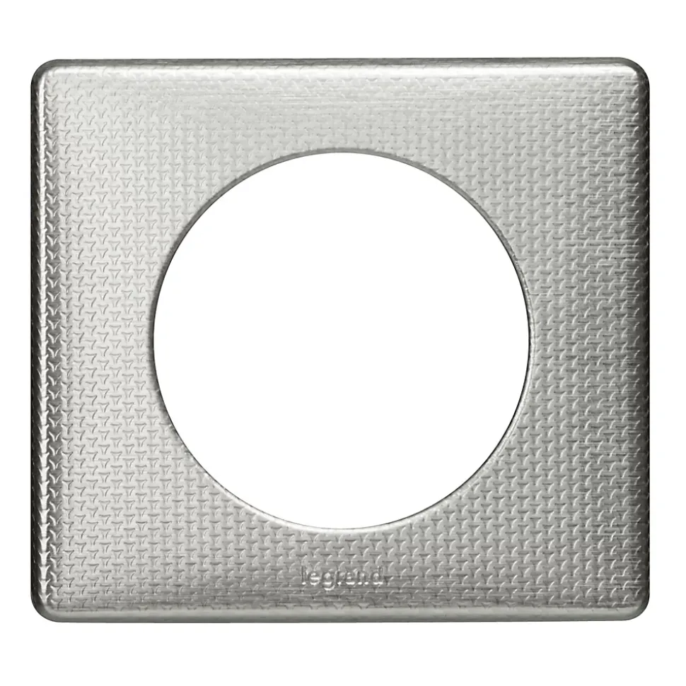Plaque de finition 1 poste Legrand Céliane 0 988 52 coloris alu snake l.90 x P.8,5 x H.82 mm
