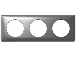 Plaque de finition 3 postes Legrand Céliane 0 998 67 coloris aluminium l.232 x P.9 x H.82 mm