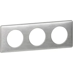 Plaque de finition 3 postes Legrand Céliane 0 998 67 coloris aluminium l.232 x P.9 x H.82 mm