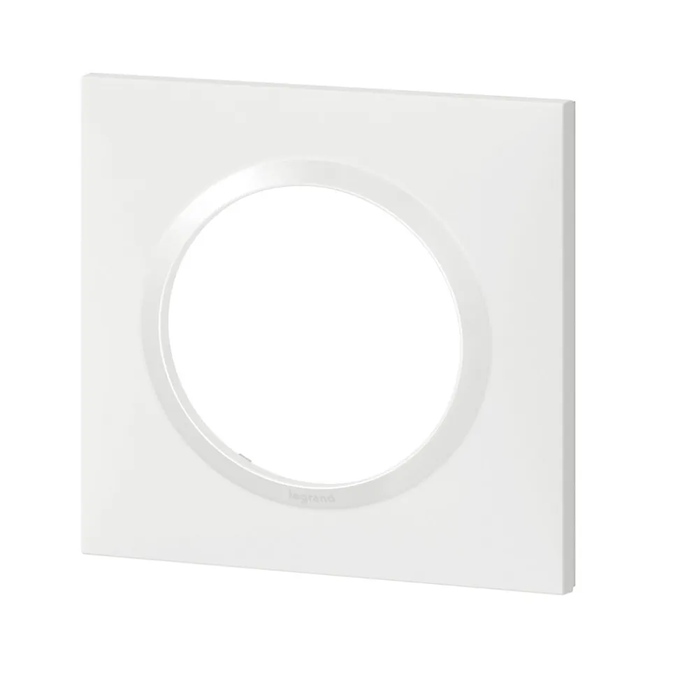 Plaque de finition 1 poste Legrand Dooxie 6 009 01 coloris blanc l.87 x P.10 x H.87 mm