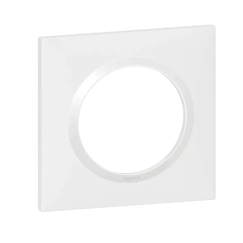 Plaque de finition 1 poste Legrand Dooxie 6 009 01 coloris blanc l.87 x P.10 x H.87 mm