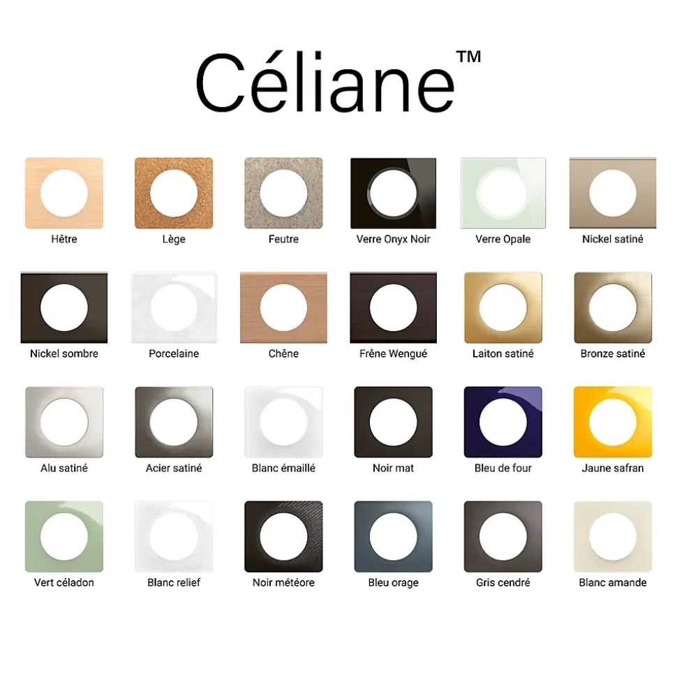 Plaque de finition 1 poste Legrand Céliane CP2001 coloris verre opale blanc l.101 x P.11 x H.84 mm