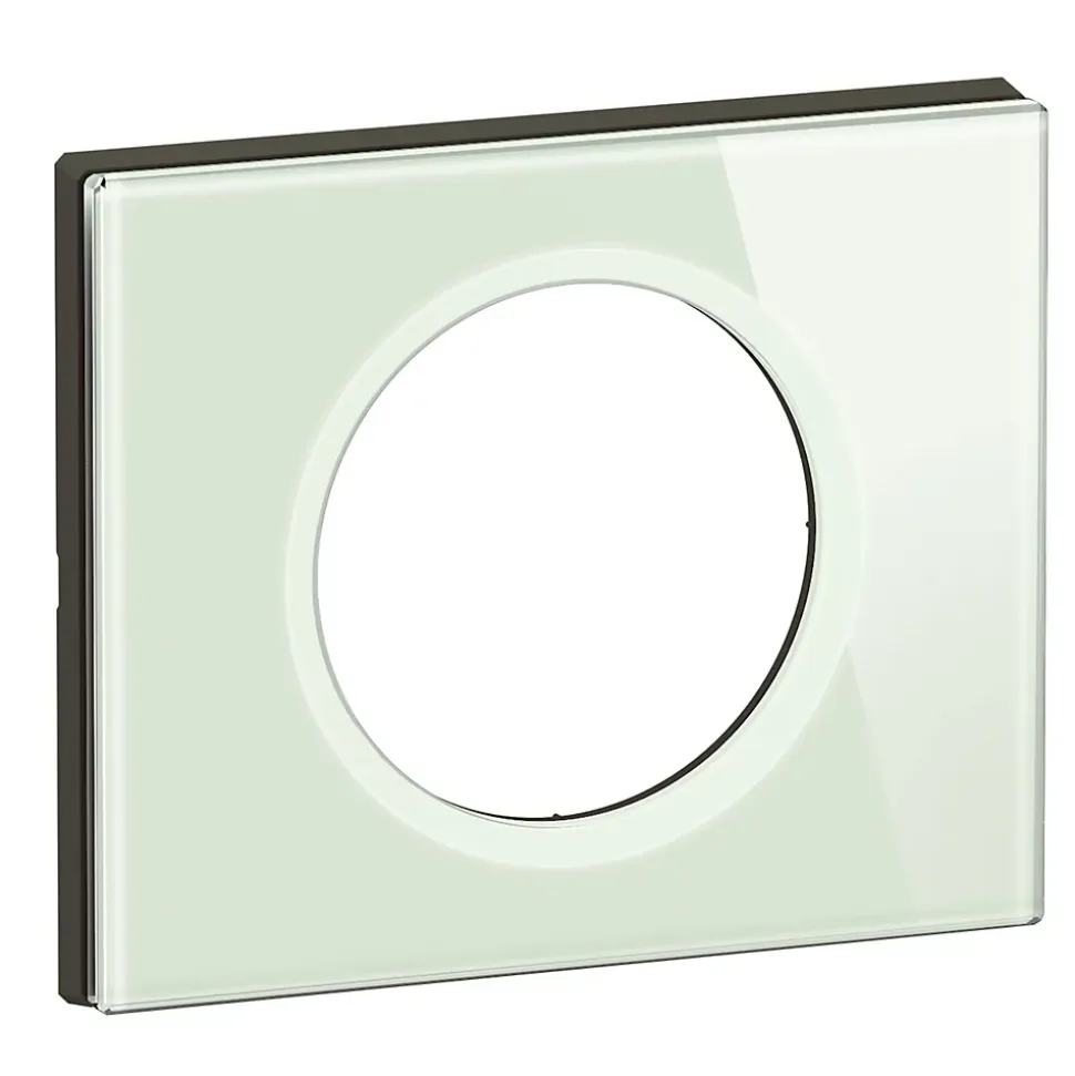 Plaque de finition 1 poste Legrand Céliane CP2001 coloris verre opale blanc l.101 x P.11 x H.84 mm