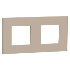 Plaque de finition 2 postes Schneider Electric Unica Déco Essentielle NU600426 coloris taupe l.159,6 x P.10,25 x H.85 mm