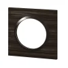 Plaque de finition 1 poste Legrand Dooxie 6 008 81 coloris bois ébène avec bague noire brillante l.87 x P.10 x H.87 mm