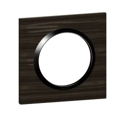 Plaque de finition 1 poste Legrand Dooxie 6 008 81 coloris bois ébène avec bague noire brillante l.87 x P.10 x H.87 mm