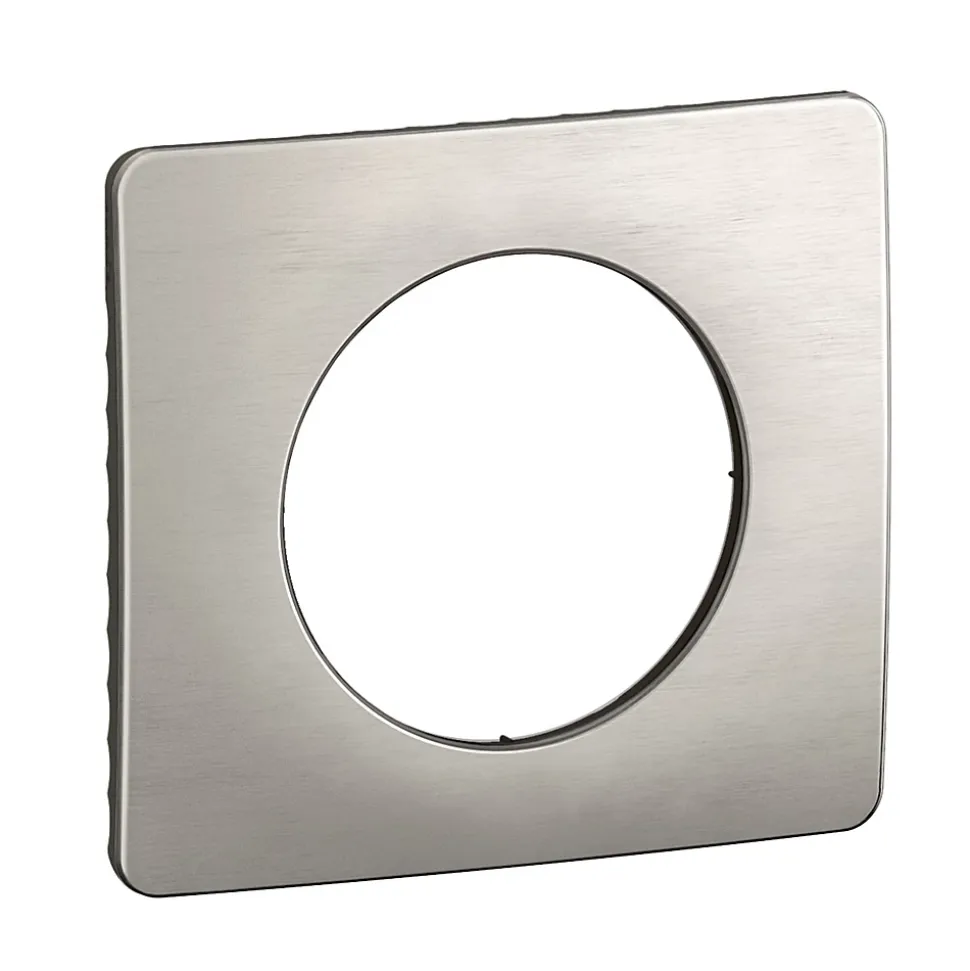 Plaque de finition 1 poste Legrand Céliane CP1721 coloris aluminium satiné l.90 x P.9 x H.82 mm