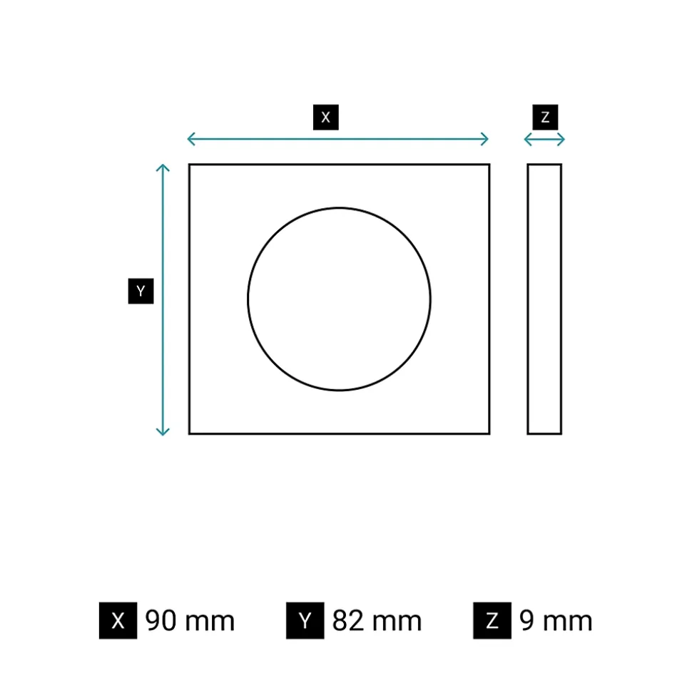 Plaque de finition 1 poste Legrand Céliane CP1721 coloris aluminium satiné l.90 x P.9 x H.82 mm