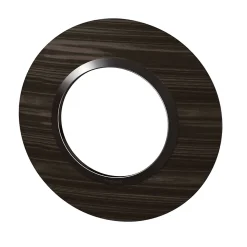 Plaque de finition 1 poste Legrand Dooxie 6 009 79 coloris bois ébène avec bague noire brillante l.100 x P.10 x H.100 mm