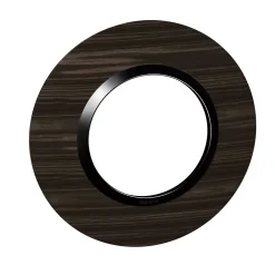 Plaque de finition 1 poste Legrand Dooxie 6 009 79 coloris bois ébène avec bague noire brillante l.100 x P.10 x H.100 mm