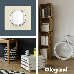Plaque de finition 1 poste Legrand Céliane CP1121 coloris blanc amande l.90 x P.9 x H.82 mm