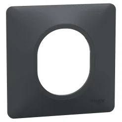 Plaque de finition 1 poste Schneider Electric Ovalis S340702 coloris anthracite l.87 x P.10 x H.87 mm