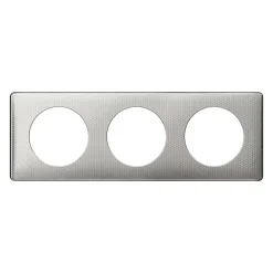Plaque de finition 3 postes Legrand Céliane 0 988 92 coloris alu snake l.232 x P.8,5 x H.82 mm