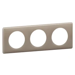 Plaque de finition 3 postes Legrand Céliane 0 988 25 coloris laqué galet l.232 x P.8,5 x H.82 mm