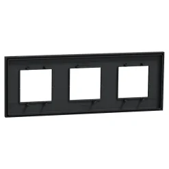 Plaque de finition 3 postes Schneider Electric Unica Déco Essentielle NU600654 coloris anthracite l.230,6 x P.10,25 x H.85 mm