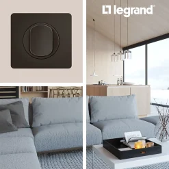 Plaque de finition 1 poste Legrand Céliane CP0121 coloris noir mat l.90 x P.9 x H.82 mm