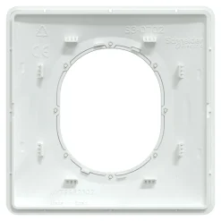 Plaque de finition 1 poste Schneider Electric Ovalis S320702D coloris blanc avec liseré laiton l.87 x P.10 x H.87 mm