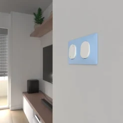 Plaque de finition 2 postes Schneider Electric Ovalis S320704C coloris bleu azurin l.158 x P.10 x H.87 mm