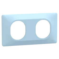 Plaque de finition 2 postes Schneider Electric Ovalis S320704C coloris bleu azurin l.158 x P.10 x H.87 mm