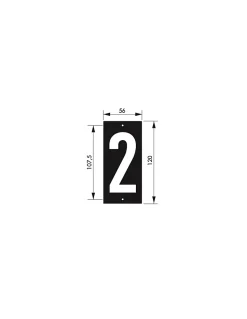 Plaque de signalisation 2, marquage blanc sur fond noir, panneau ABS à visser, 56x120mm - THIRARD
